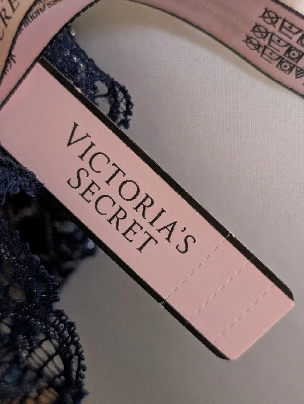 Coquette Glitter Lace Garter Belt Victoria's Secret Navy‎ Blue Metallic (M) NWT